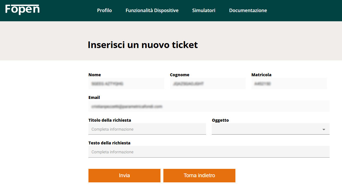 area riservata fopen